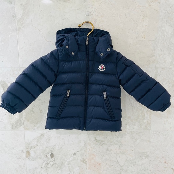 MONCLER {18-24} Puffer Coat Down Navy Blue Detachable Hood - Picture 2 of 16